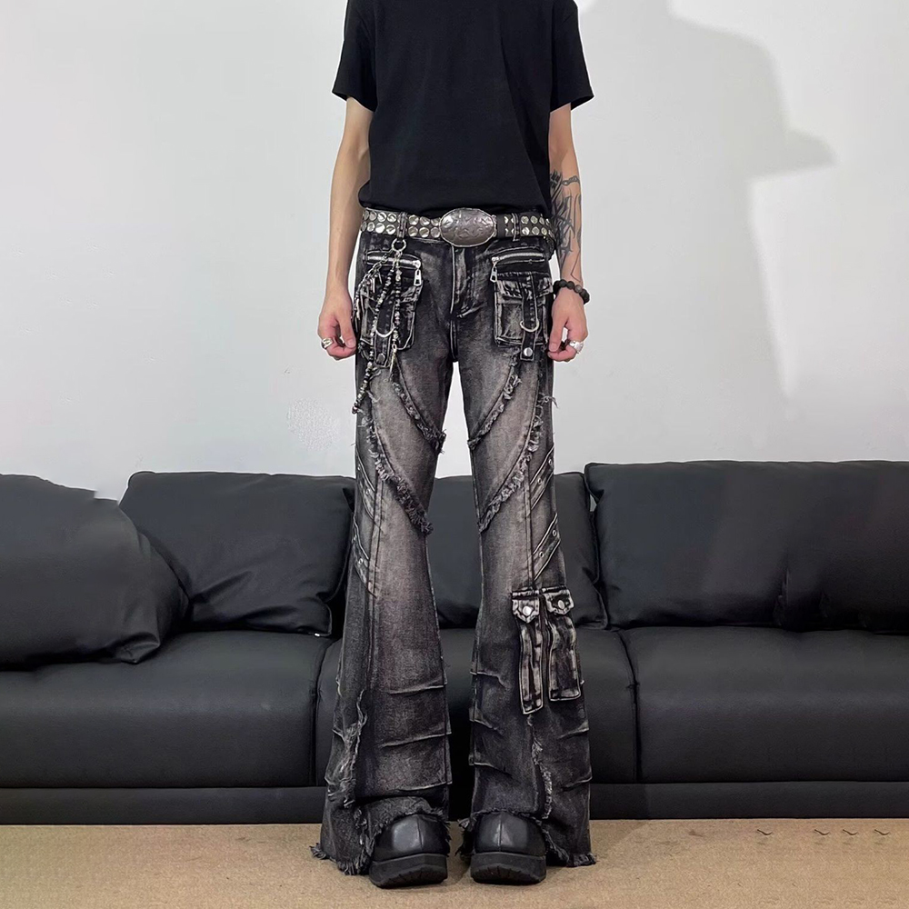 Men'S Fashion Jeans And Boots - Mens Tassel Pocket Embellished Y2k Jeans