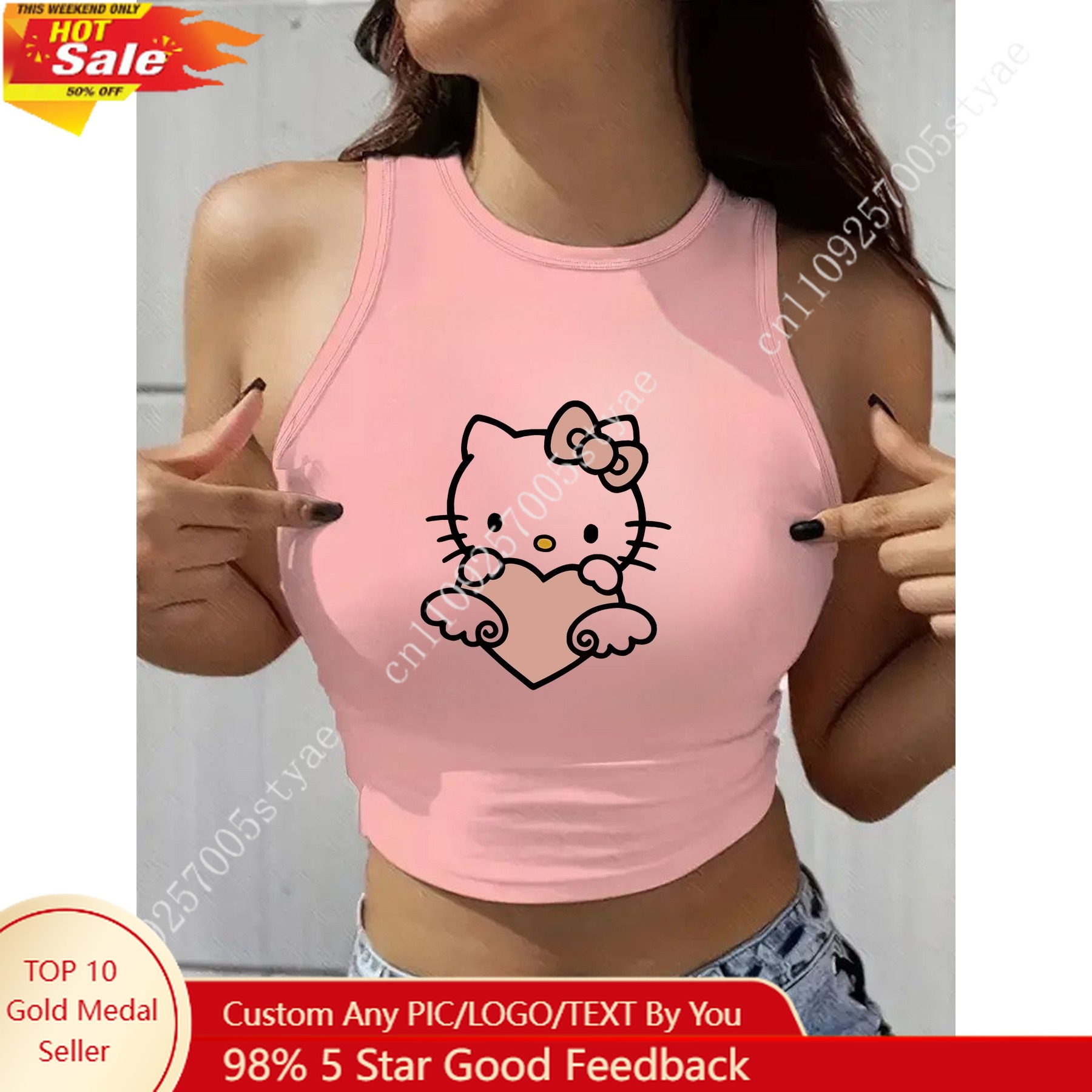 Men'S Fashion - HELLO KITTY Classic Round Neck Women's