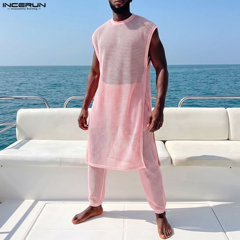 Men'S Fashion - INCERUN Men Sets Mesh See Through
