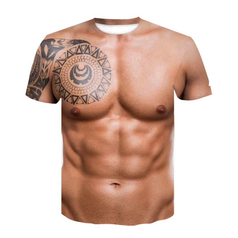 Muscle Tee Workout - Men's Synthetic Human Figure Pattern T-Shirt