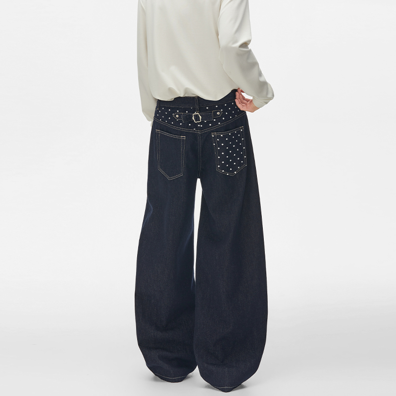 Men'S Fashion Jeans And Boots - Autumn Design Star Print Raw Denim