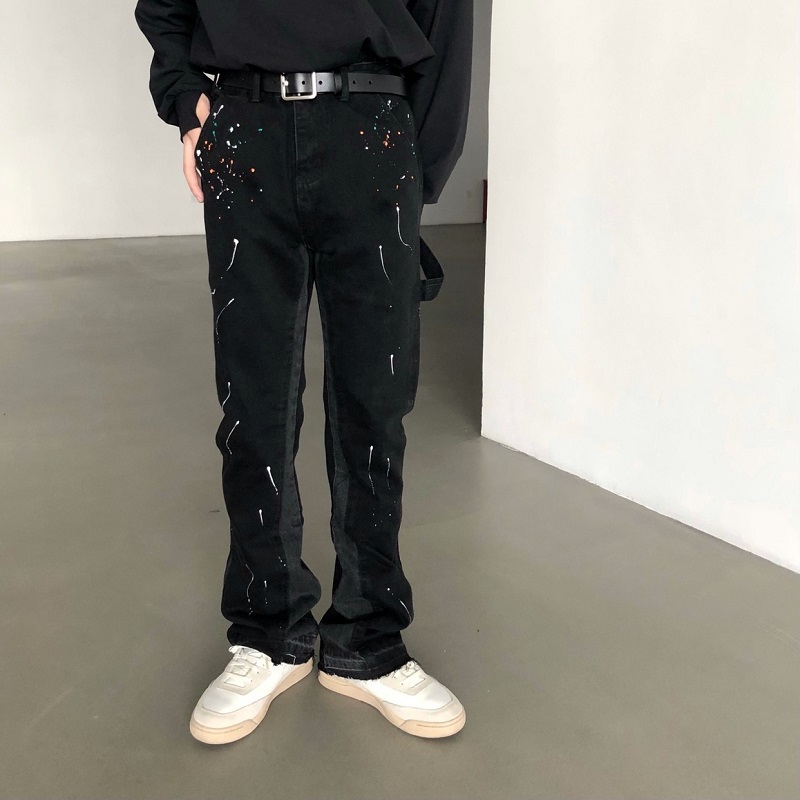 Men'S Fashion Jeans And Boots - 2025 New Graffiti Splash Ink Destruction