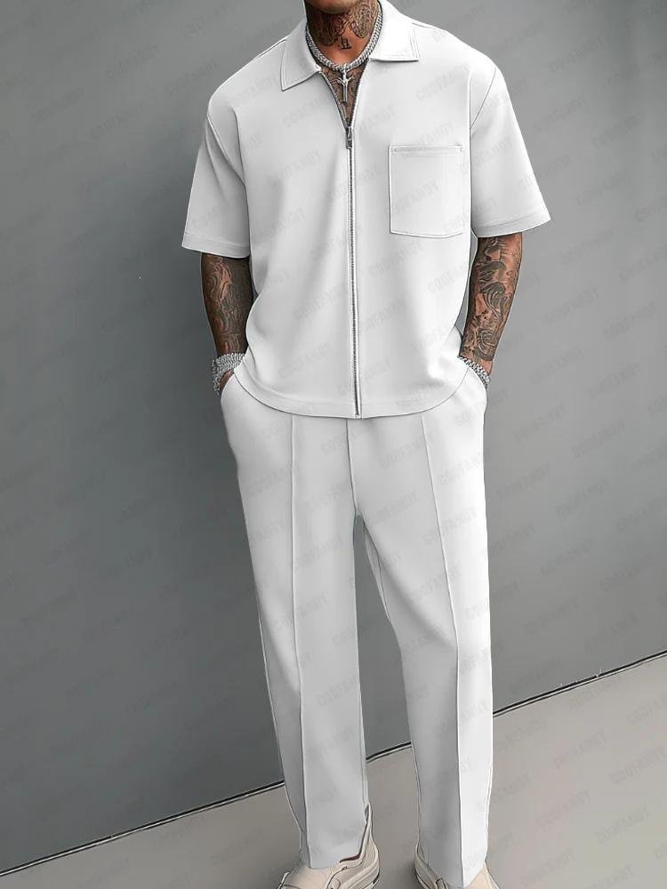 Mens Fashion Zip Up - Men 2 Piece Outfits Half Zip