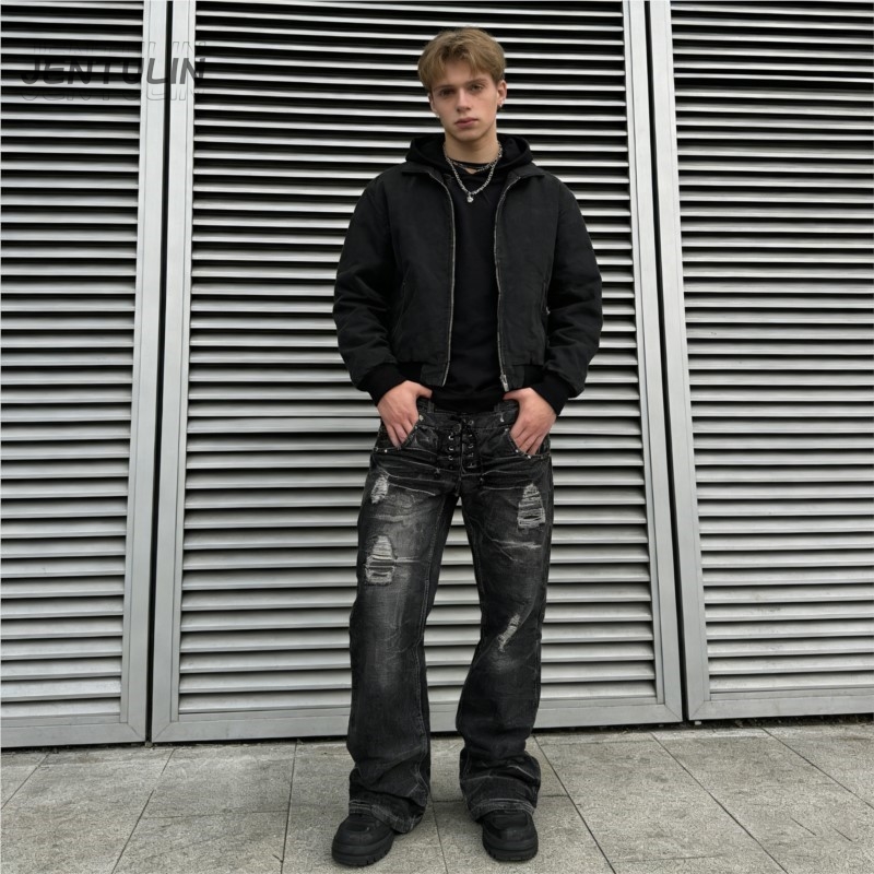Y2K Retro Jeans Damaged Washed - đánh giá và giá Men'S Fashion Jeans And Boots