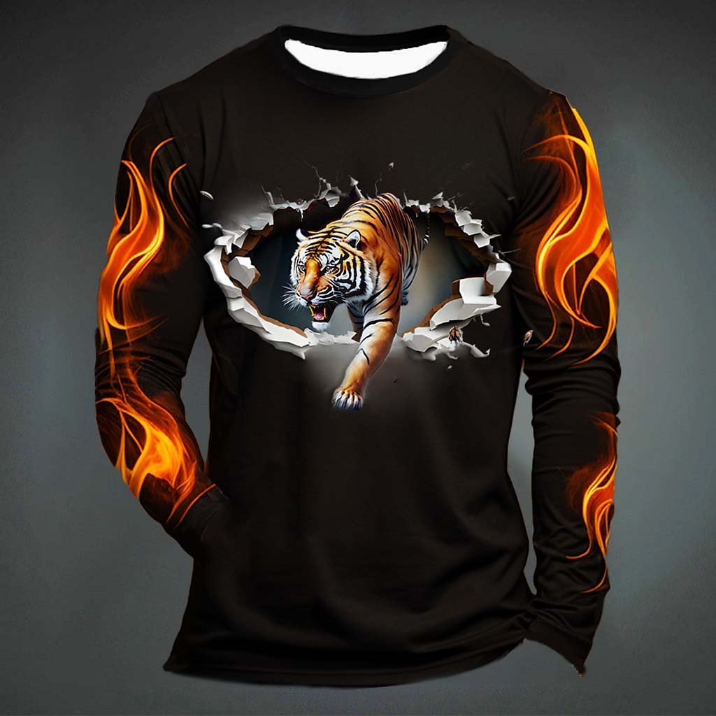 Funny Tiger Print T Shirt For  - đánh giá và giá Mens Fashion Trend