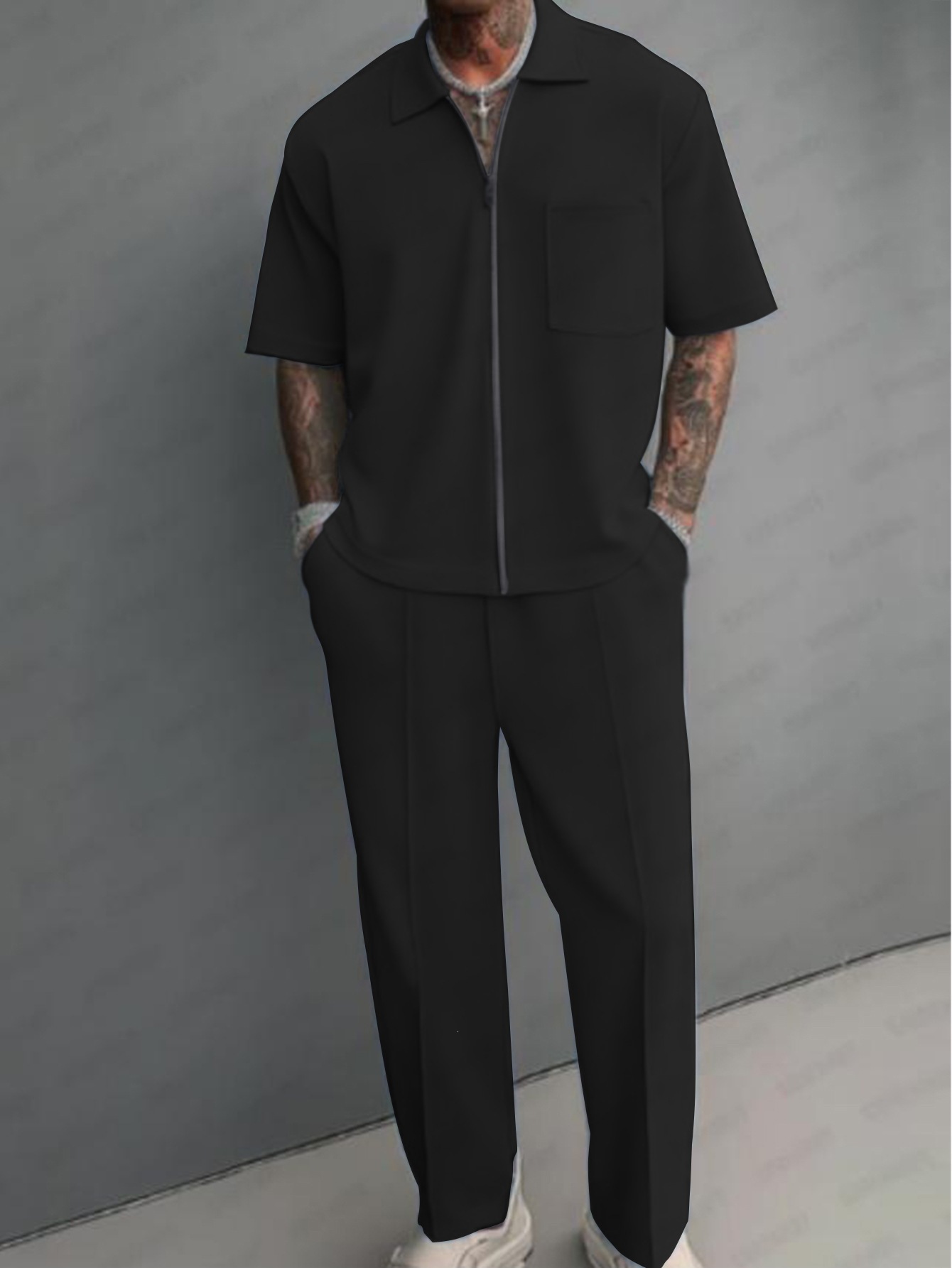 Men 2 Piece Outfits Half Zip P - đánh giá và giá Mens Fashion Zip Up