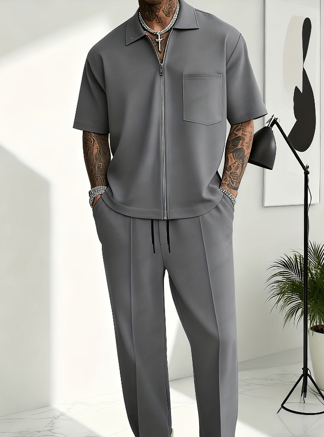 Men 2 Piece Outfits Half Zip P - đánh giá và giá Mens Fashion Zip Up